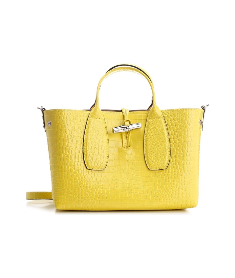 Longchamp Roseau Embossed Medium Top Handle Bag