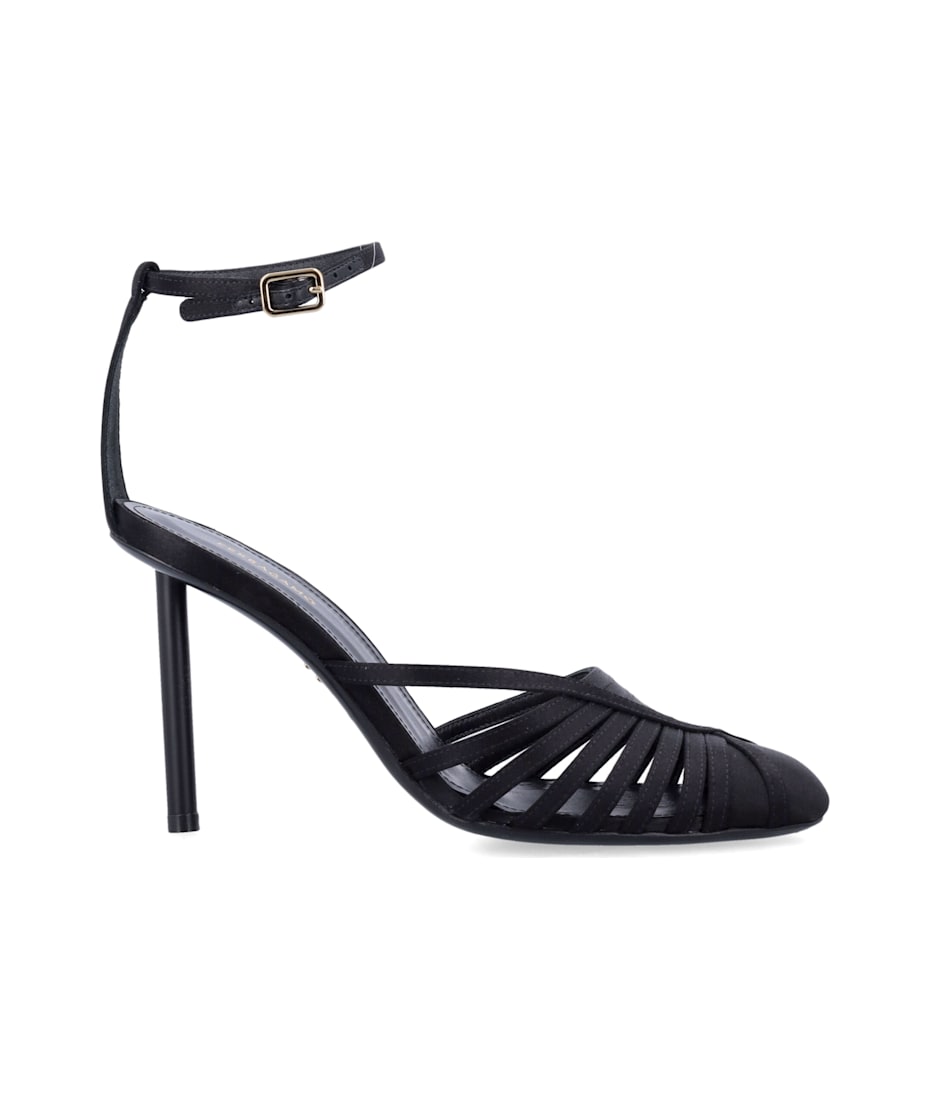 サンダル・ミュール FERRAGAMO FW23 Black satin sandals (01F8087630401C NERO) Salvatore Ferragamo Satin Symmetrical Bow High-Heeled