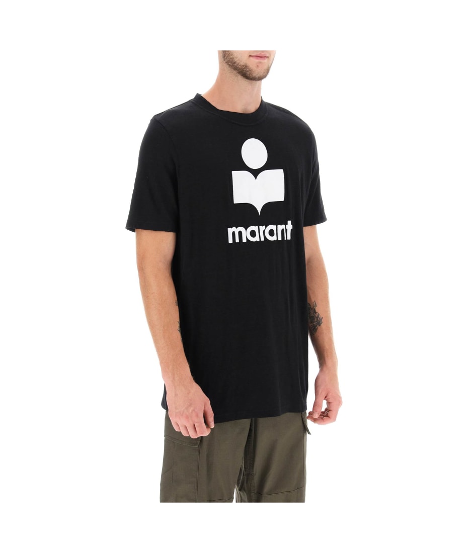 【送料&関税込】Isabel Marant Linen T-shirt With Flocked Log Isabel Marant Linen T-shirt With Flocked Logo | italist