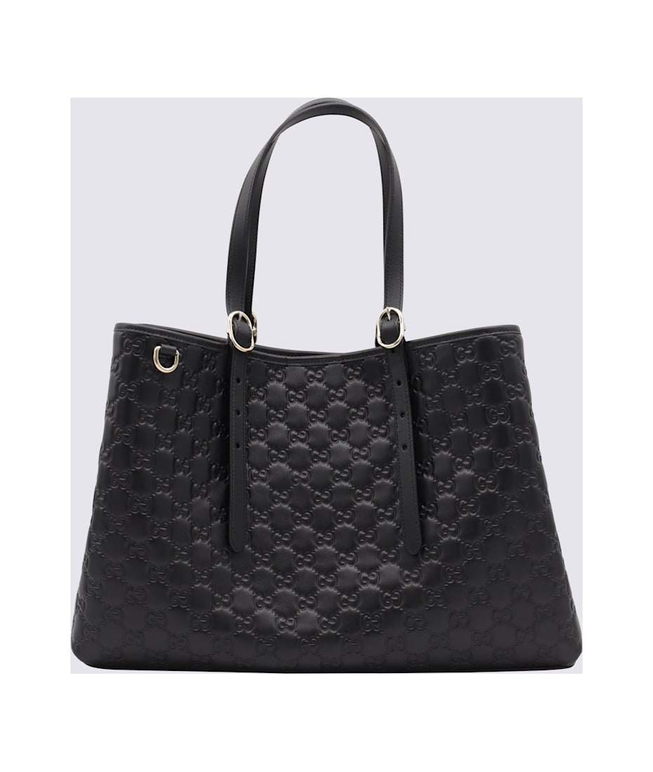 トートバッグ GUCCI BLACK LEATHER EMBLEM BIG TOTES Gucci Black Leather Emblem Big Totes | italist