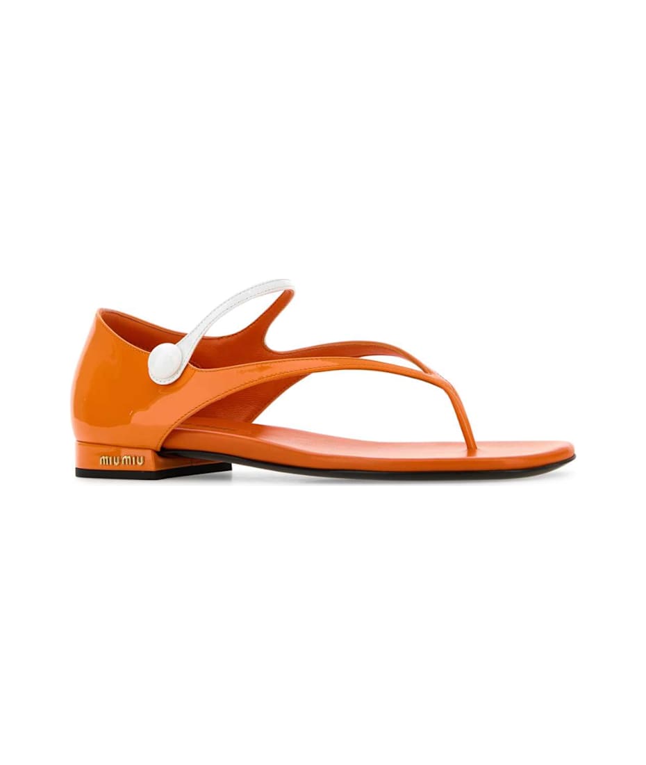 サンダル・ミュール Miu Miu Orange Leather Thong Sandals Miu Miu Orange Leather Thong Sandals | italist