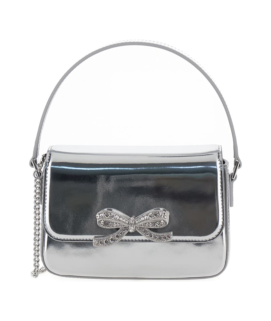 self-portrait Micro Silver Handbag With Bow Detail In