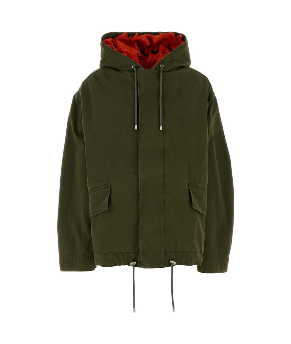Loewe Army Green Cotton Parka | italist Loewe Army Green Cotton Parka | italist