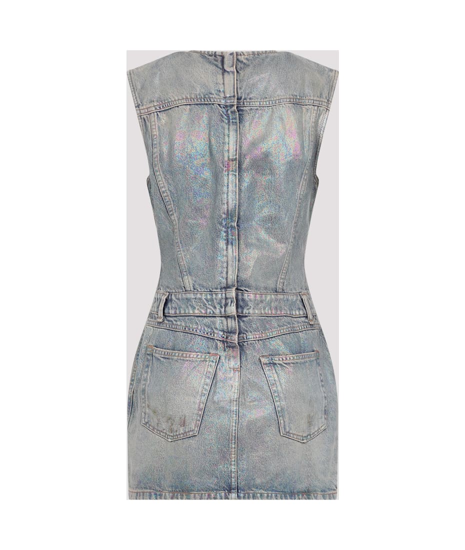 アクネ Acne Studios Mini Dress Denim ACNE STUDIOS Distressed foiled denim mini dress | Harvey Nichols