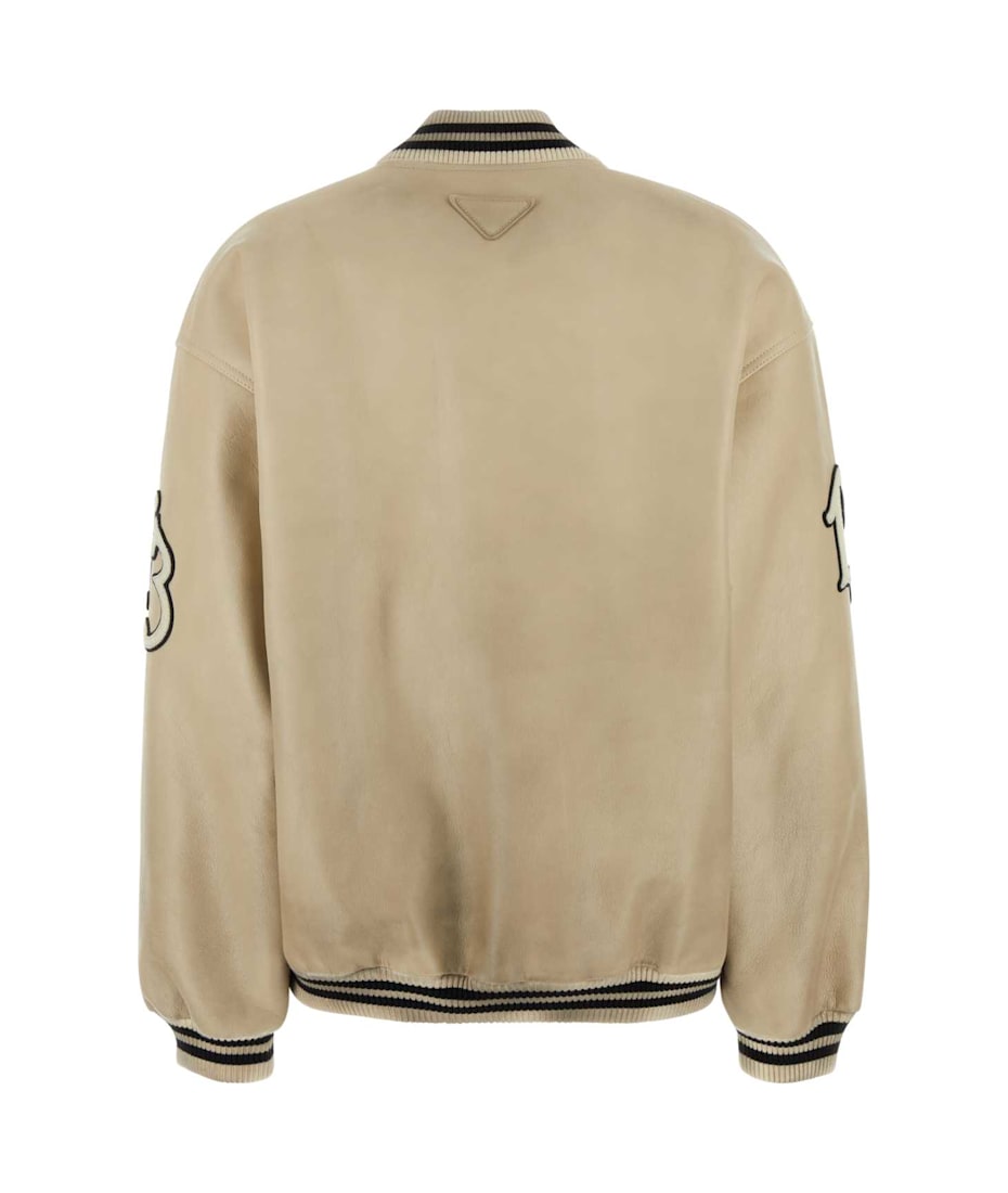 【関税&送料込】Prada Ivory Leather Bomber Jacket Prada Ivory Leather Bomber Jacket | italist