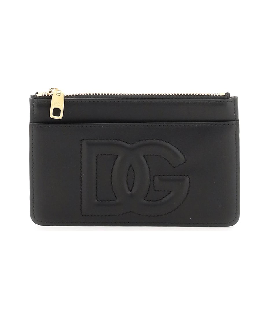 カードケース・名刺入れ Dolce & Gabbana ZIPPED CREDIT CARD HOLDER Calfskin vertical card holder with logo tag in Black for Men