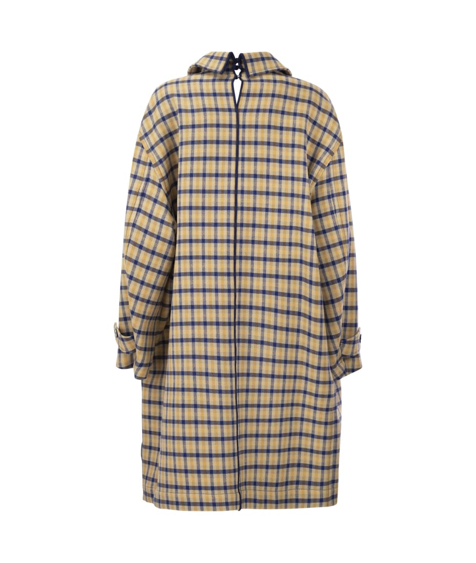 コート MARNI Reversible wool coat with check pattern Marni Reversible Wool Coat With Check Pattern | italist