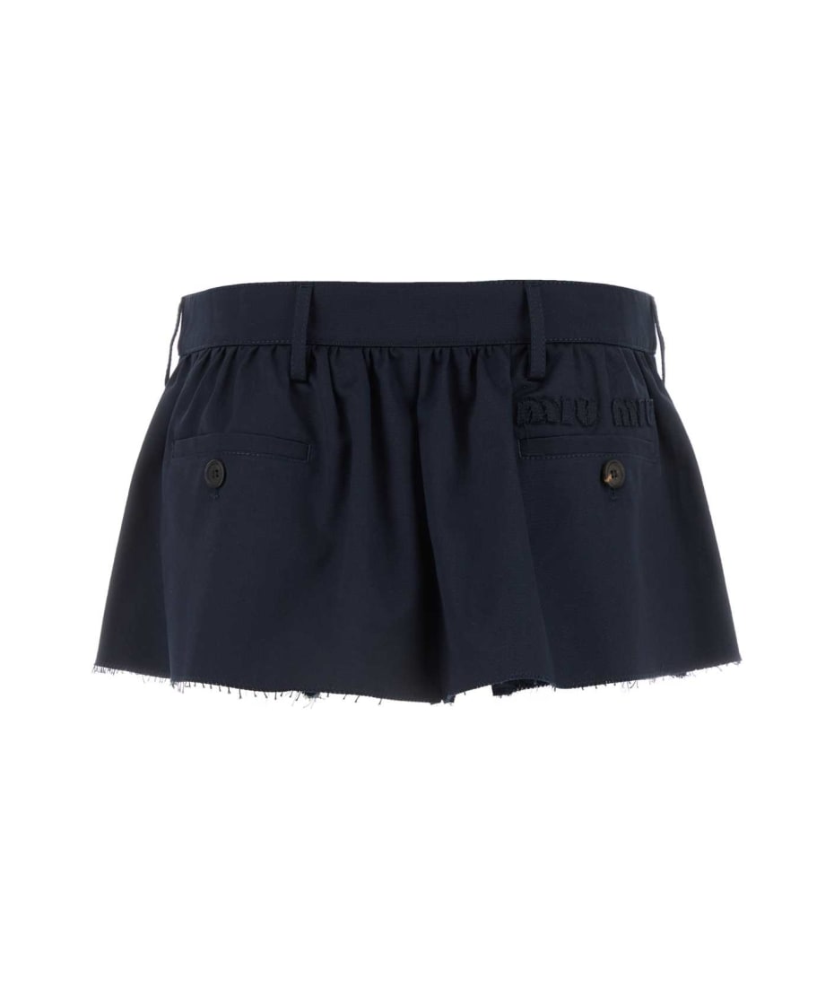 Miu Miu Midnight Blue Cotton Mini Skirt | italist