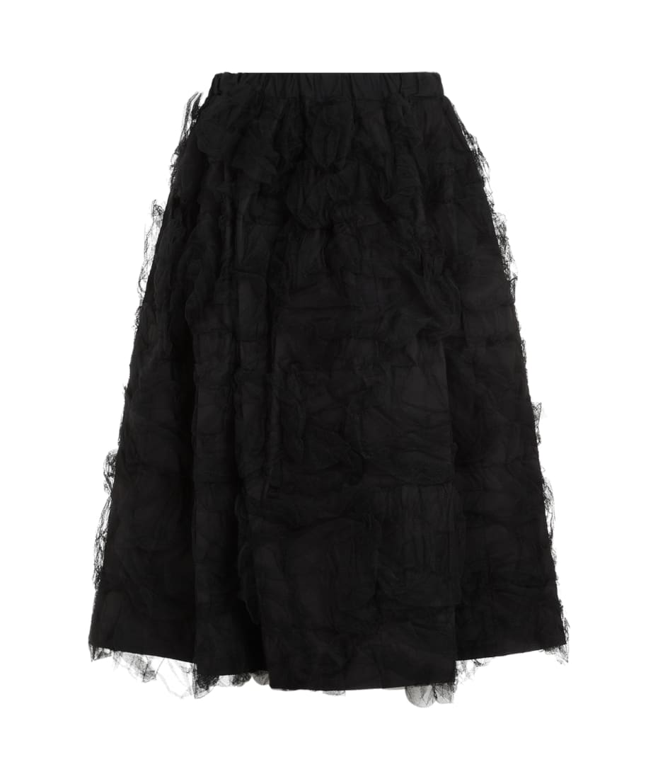 ワンピース COMME DES GARCONS Women Mid Skirts GLO019W23 1 BLACK Comme des Garçons // BLACK Black Pleated Midi Skirt – VSP