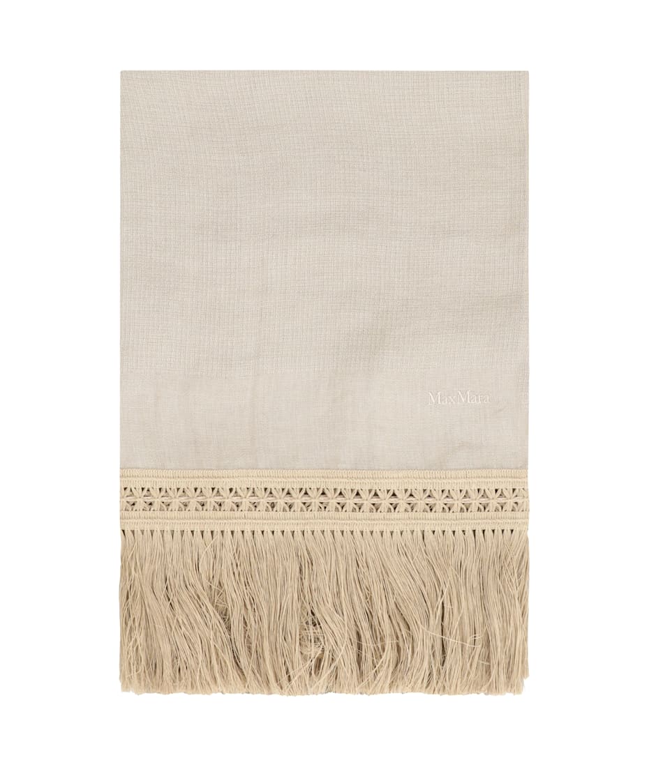 【関税＆送料込み】Max Mara Grammo Linen Scarf MAX MARA Grammo fringed macramé-trimmed linen scarf | NET-A