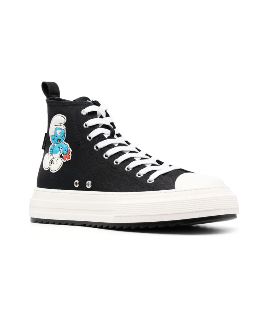 週末sale★★DSQUARED2✖SMURFS★★ Dsquared2 - SMURFS REGULAR T-SHIRT (ブラック) スマーフ× D2 ロゴ T