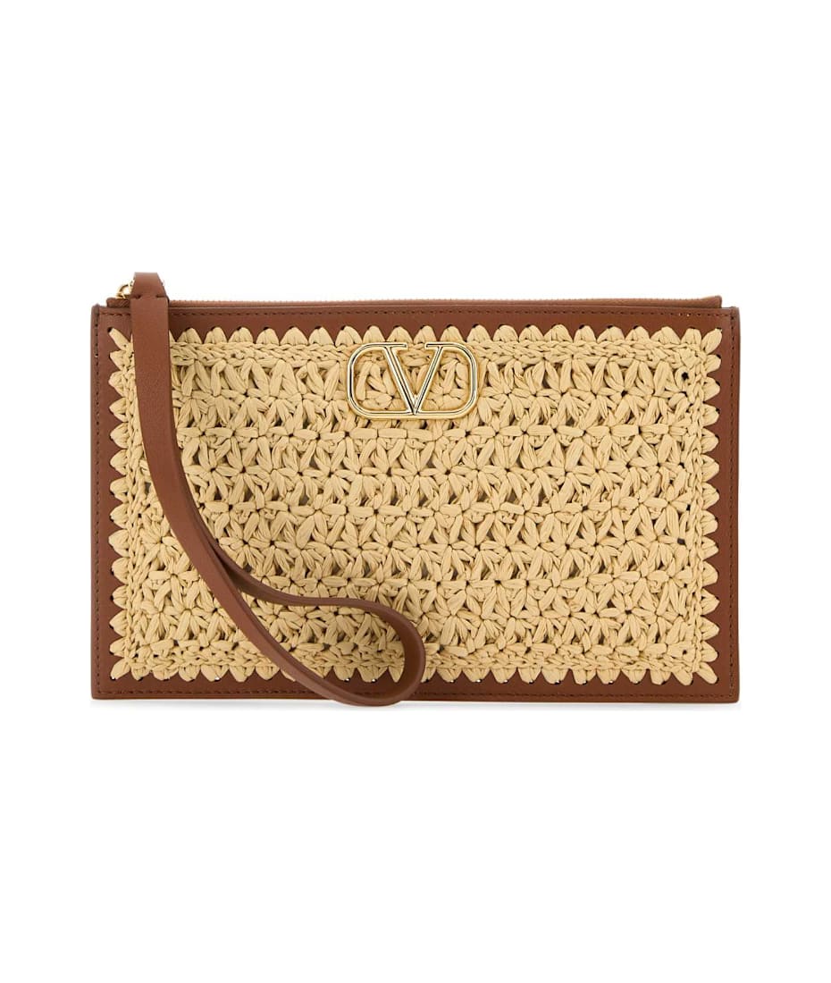 Valentino Garavani Raffia Vlogo Clutch | italist