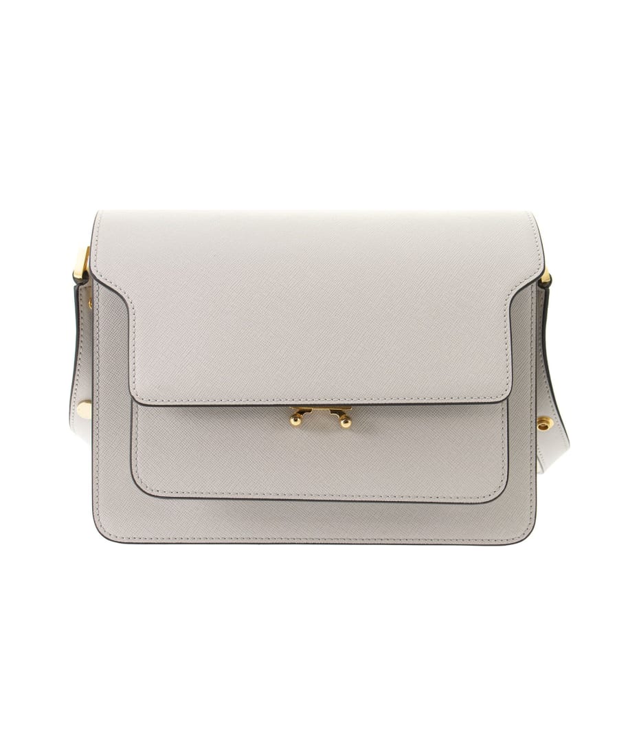 ★MARNI★ Medium Saffiano Trunk Shoulder Bag Pelican SBMPN09 Marni - Trunk Saffiano leather shoulder bag Burgundy - The