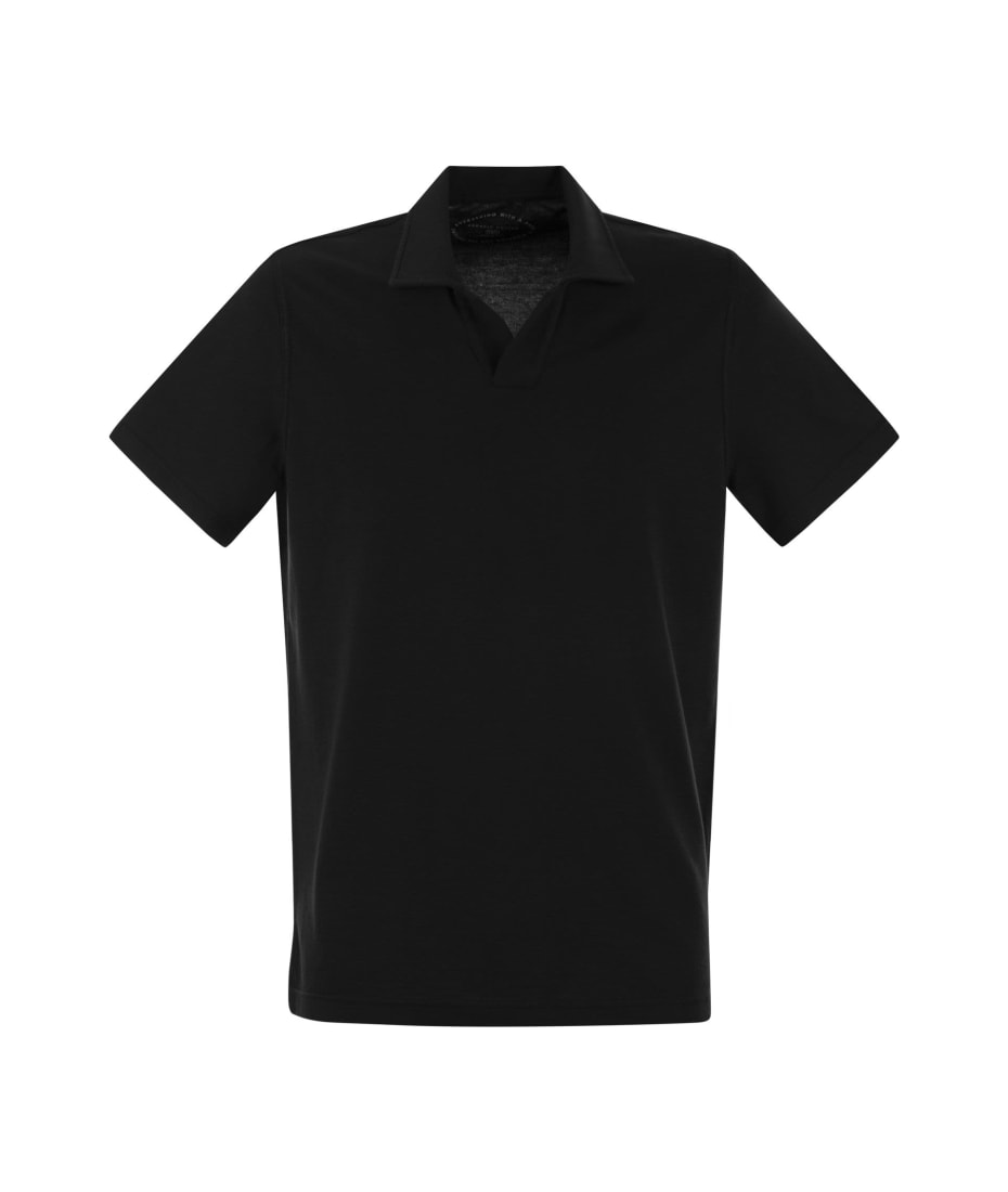 Fedeli Cotton Polo Shirt With Open Collar | italist, ALWAYS Fedeli Cotton Polo Shirt With Open Collar | italist, ALWAYS