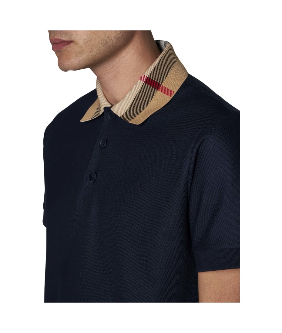 Tシャツ・カットソー BURBERRY Polo In Piquet Blu Navy Burberry Midnight Blue Piquet Polo Shirt | italist