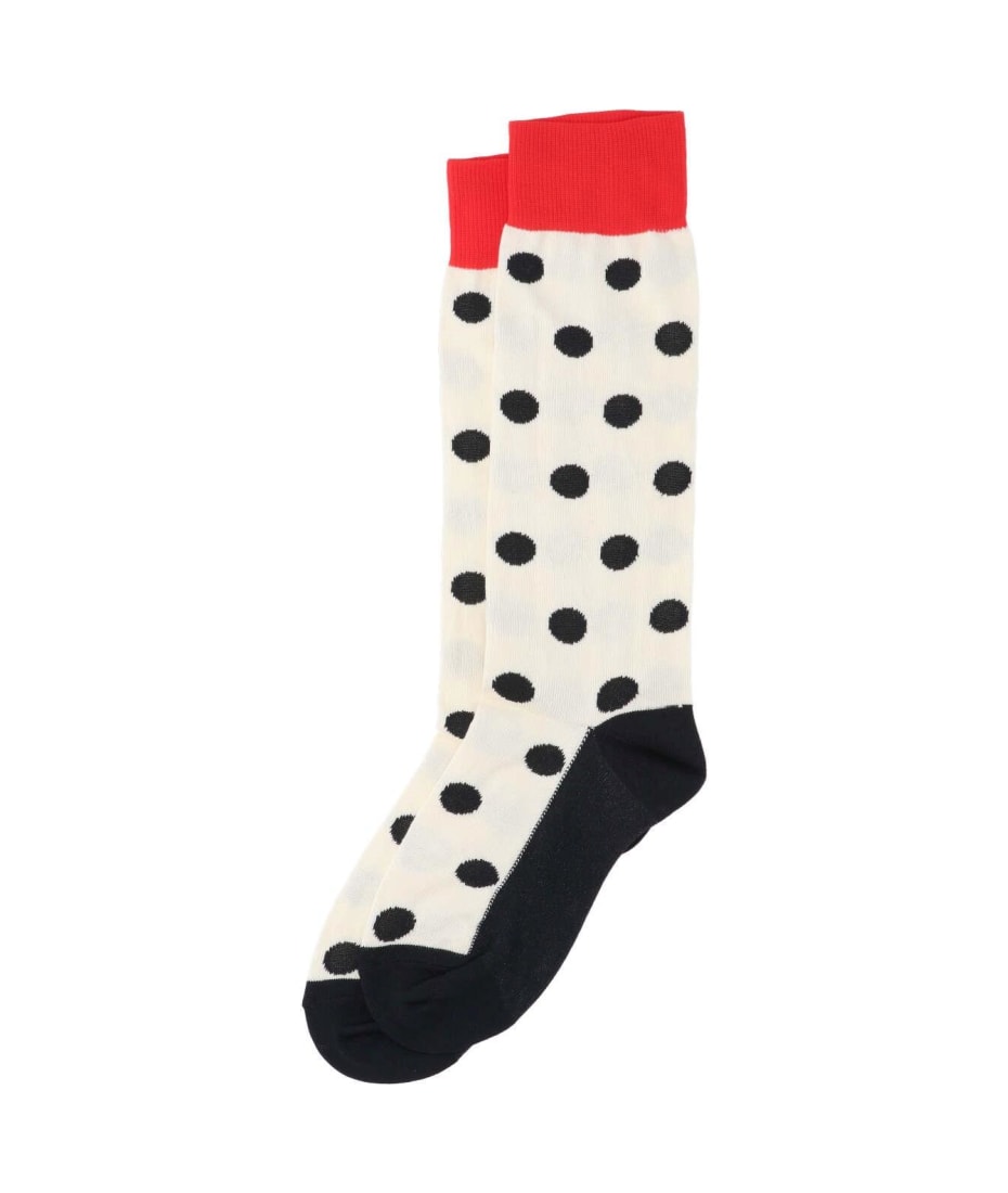 【送料&関税込】Marni White Polka Dot-print Ribbed Socks Marni Polka Dot Socks | italist