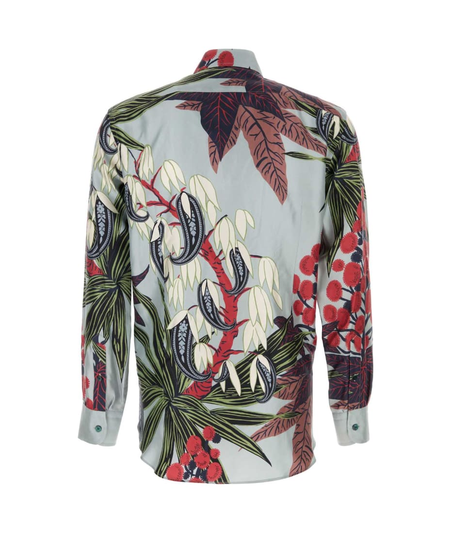 Tシャツ・カットソー ETRO SS24 PRINTED SILK SHIRT (WRIA0009_AK024X0800) ETRO Printed Silk Shirt | Green | FARFETCH