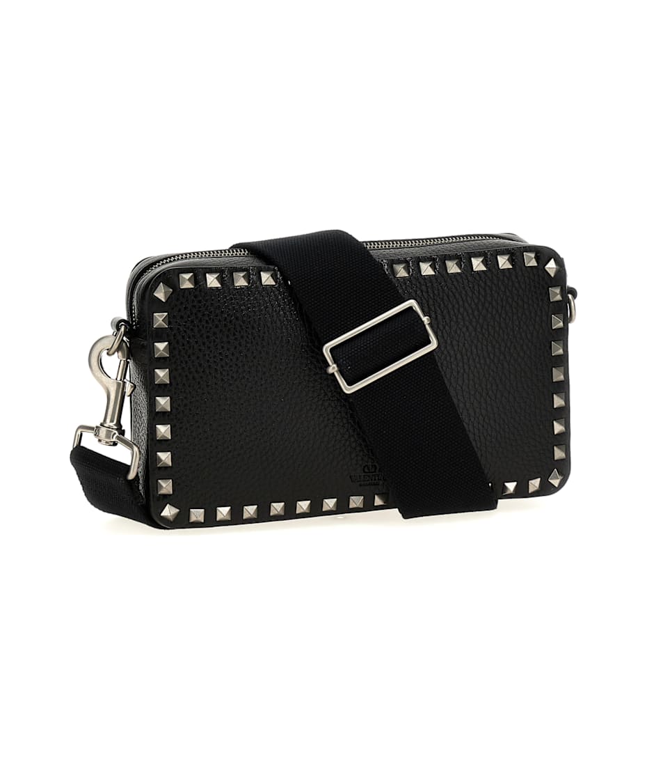 【VALENTINO GARAVANI】 Valentino Garavani Two-tone Canvas Rockstud Crossbody Bag