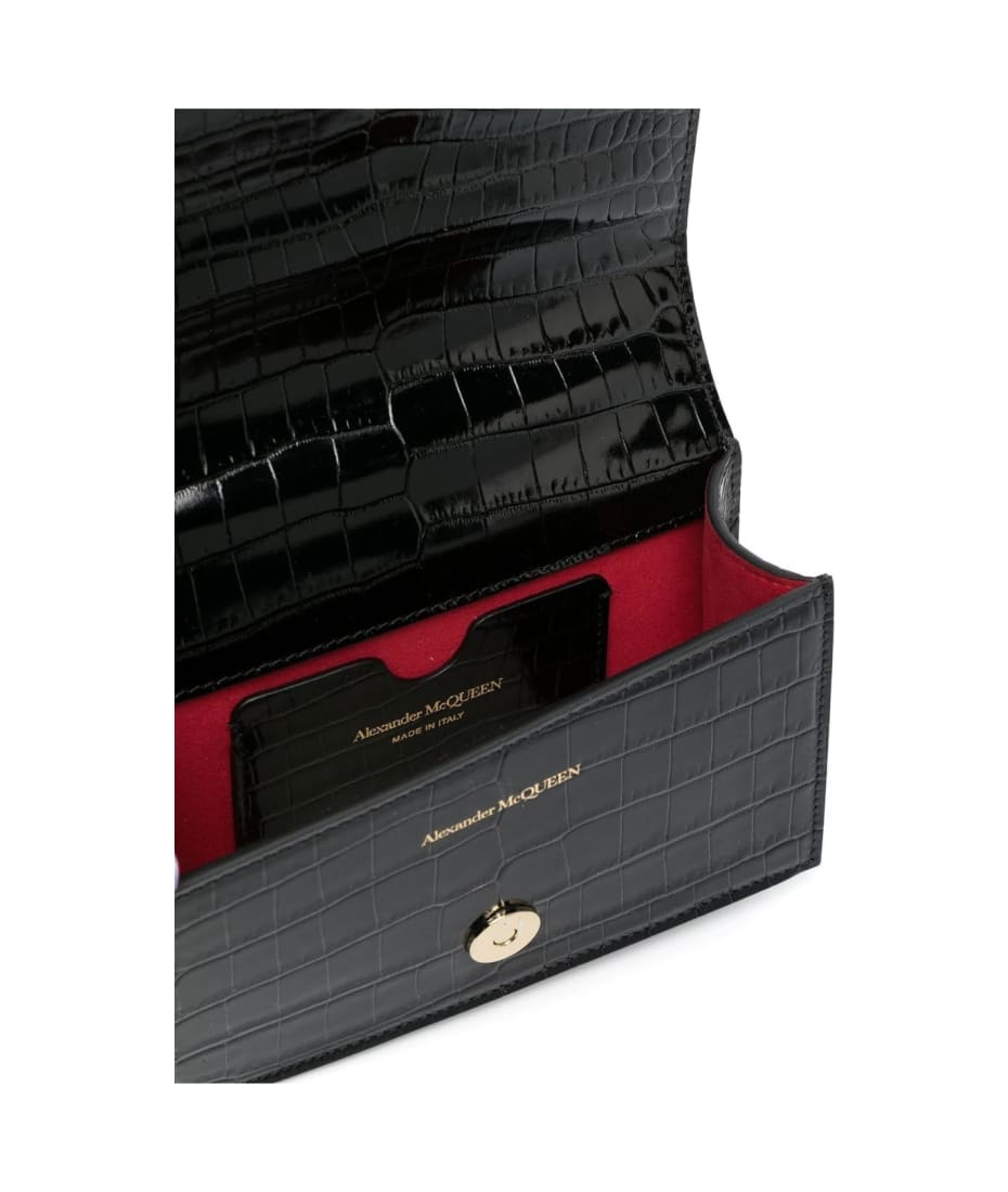Alexander McQueen Black Jeweled Satchel Mini Bag With Chain Alexander McQueen Black Jeweled Satchel Mini Bag With Chain