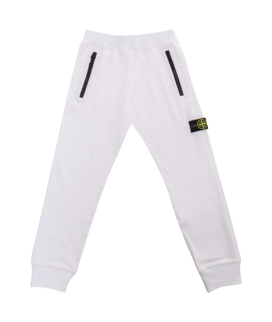 Stone Island Junior White Fleece Jogging Pants italist, ALWAYS