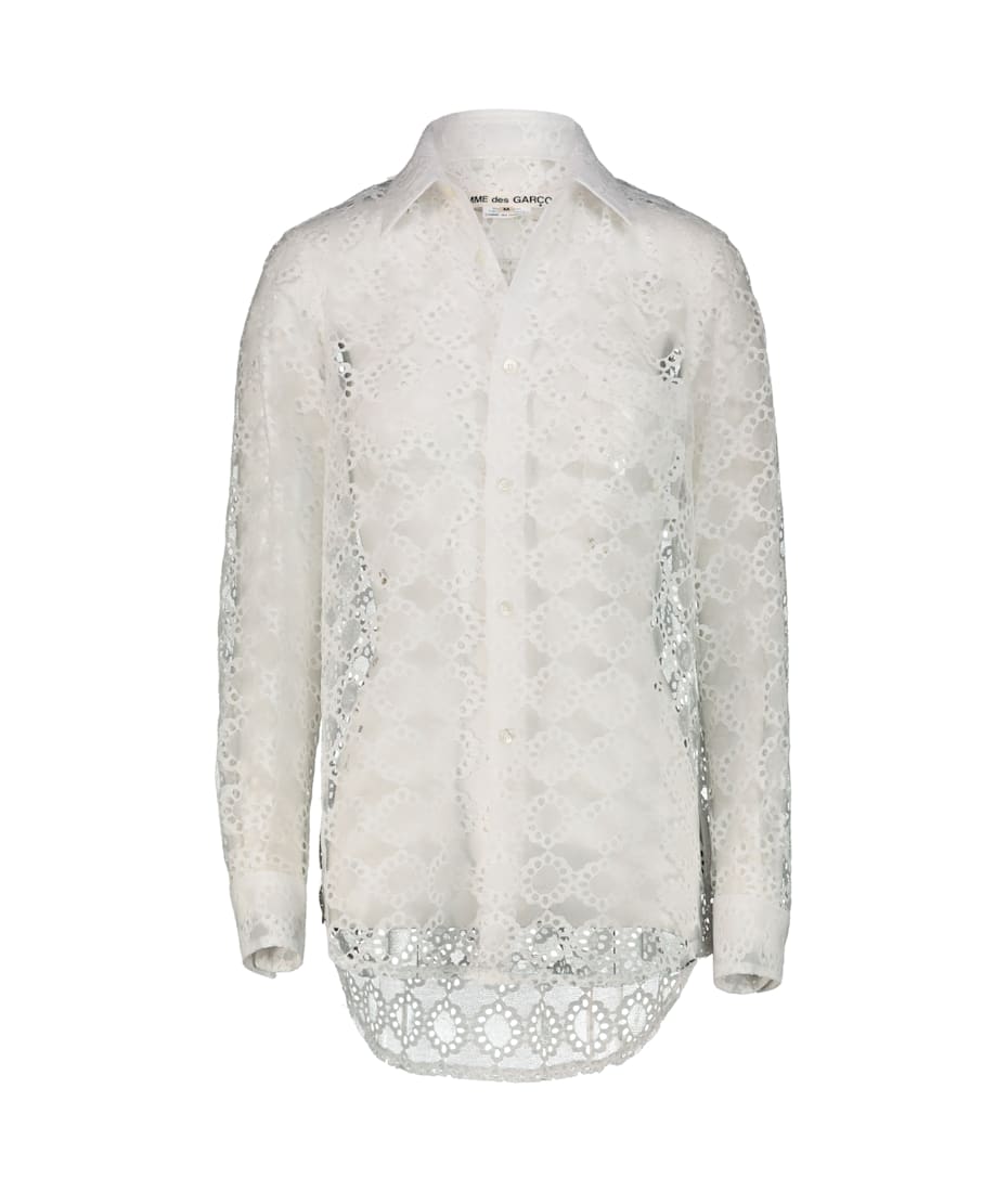 Comme Des Garçons White Lace Shirt | italist