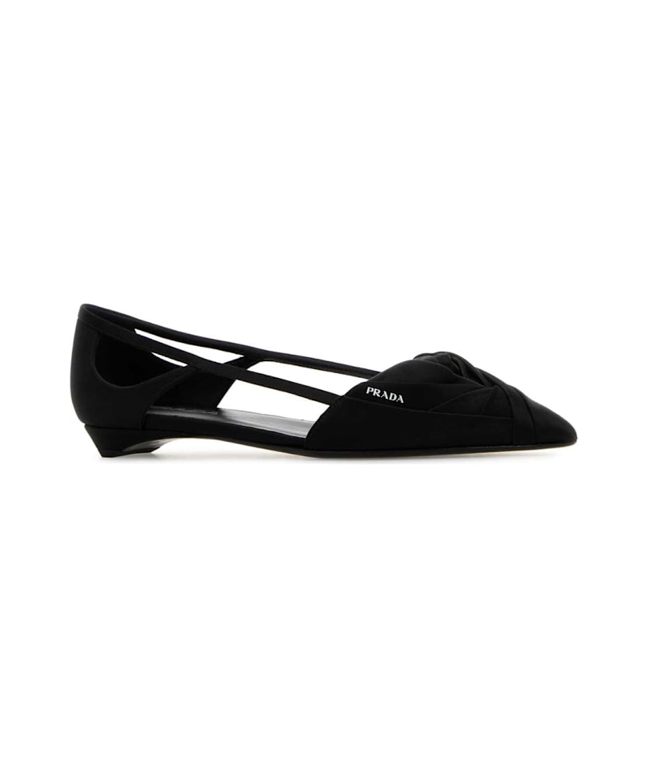 Prada Black Satin Ballerinas | italist