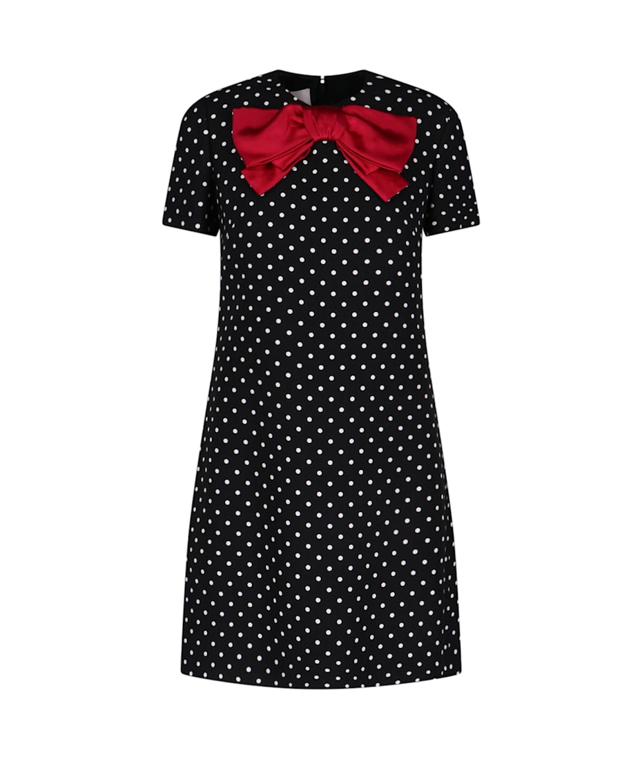 25ss VALENTINO ビスコース ドット柄 ミニドレス 6B0VADL698SAFQ Valentino Polka Dot Mini Dress With Bow ワンピース＆ドレス