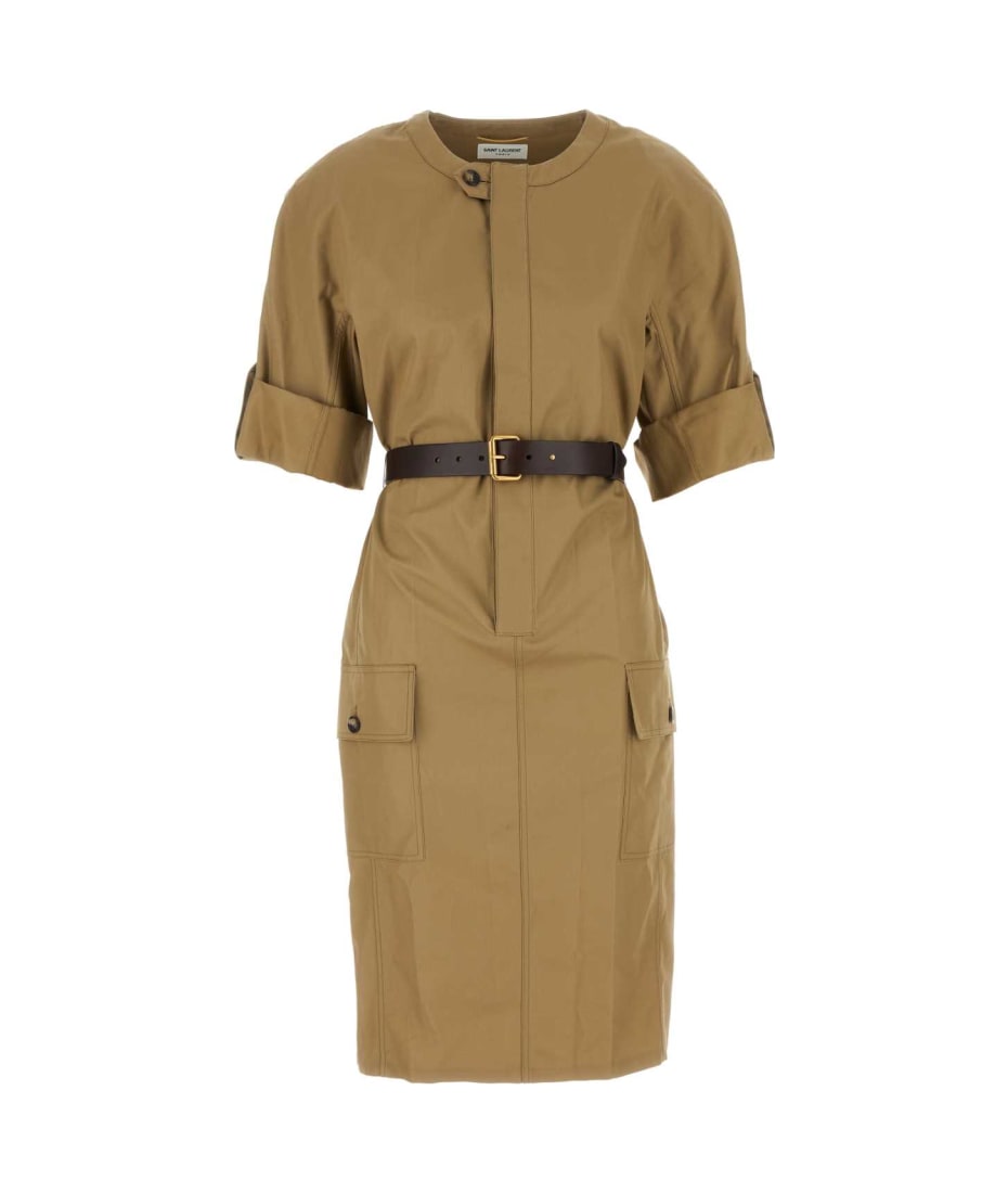 ワンピース SAINT LAURENT COTTON DRESS Saint Laurent Khaki Cotton Dress ワンピース&ドレス 通販