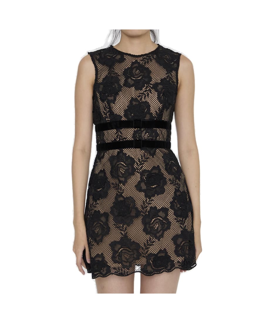 saffron mini dress Saffron Black Satin Embroidered Mini Dress