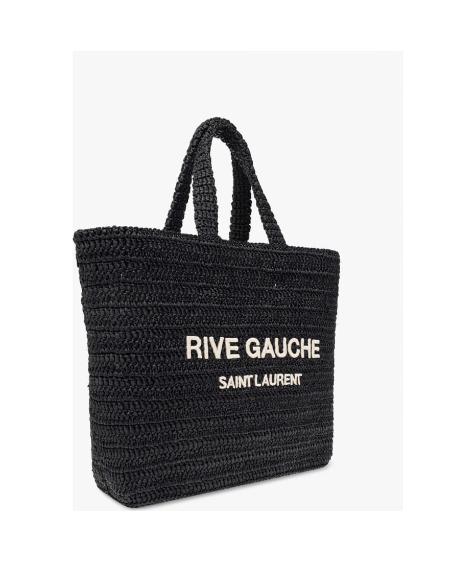 Saint Laurent Rive Gauche tote in black and white terry cloth