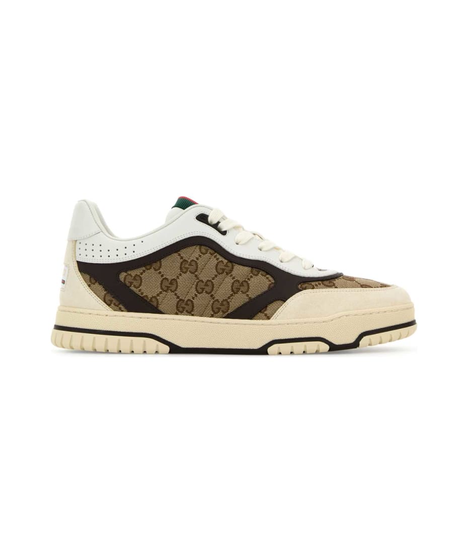グッチ Re-Web スニーカー アイボリー/グリーン GG 生地 SS25 Gucci Multicolor Leather And Gg Supreme Fabric Re-web
