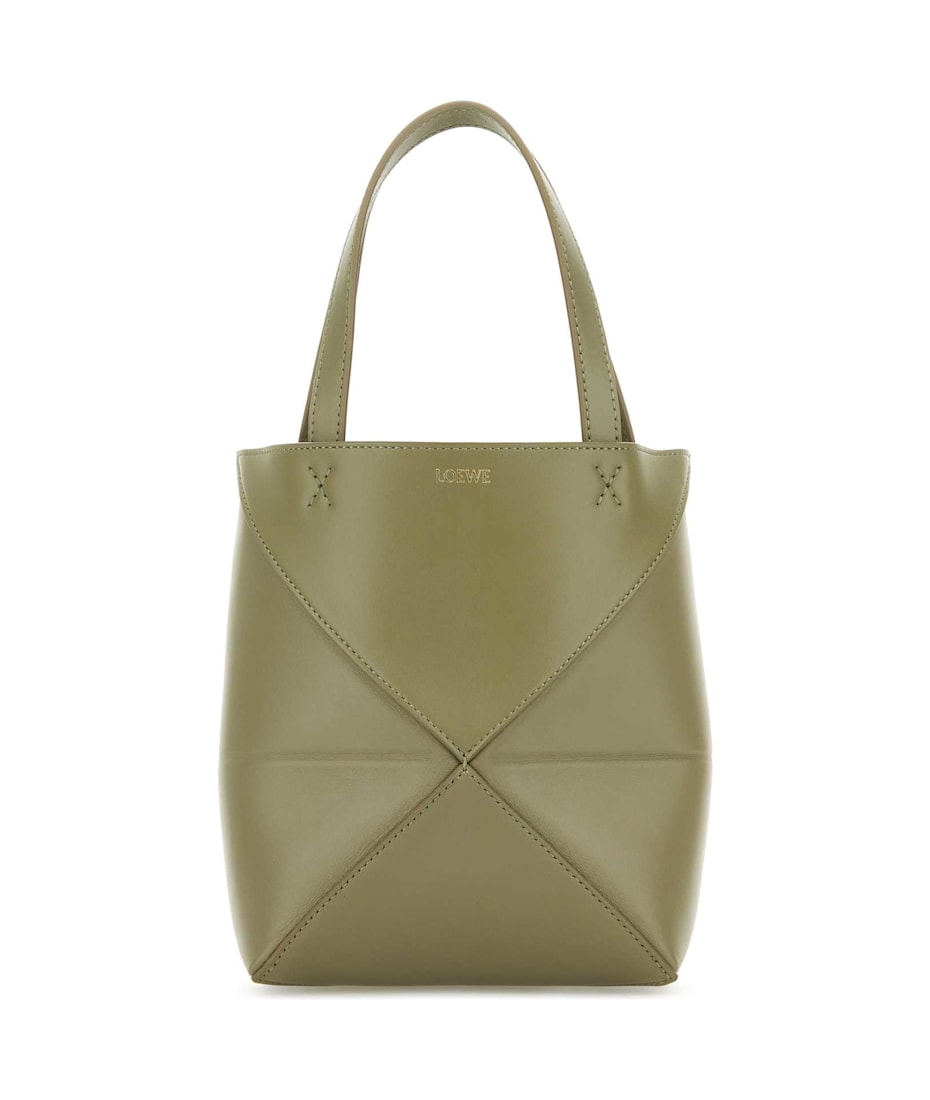 Loewe Sage Green Leather Mini Puzzle Fold Handbag | italist