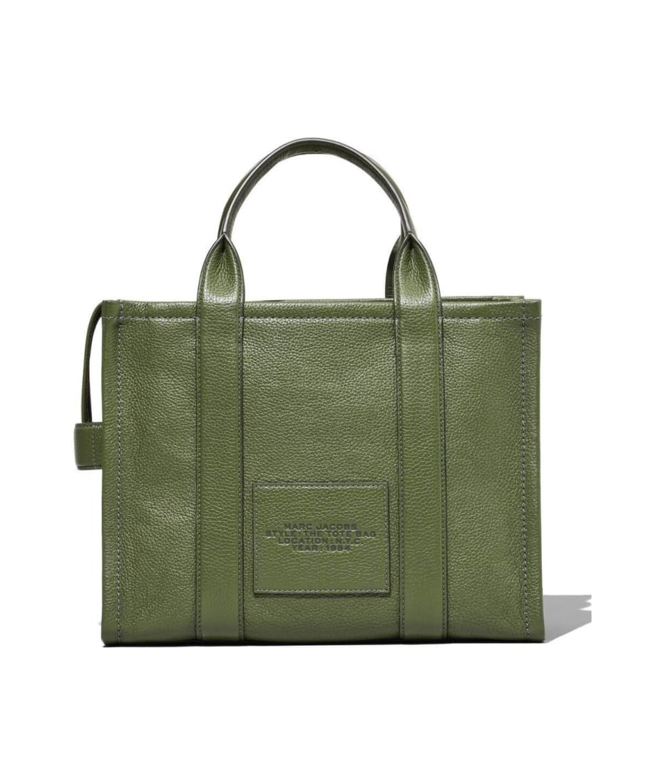 the Tote Bag Medium' Olive Green Bag With Logo In Grained Leather 