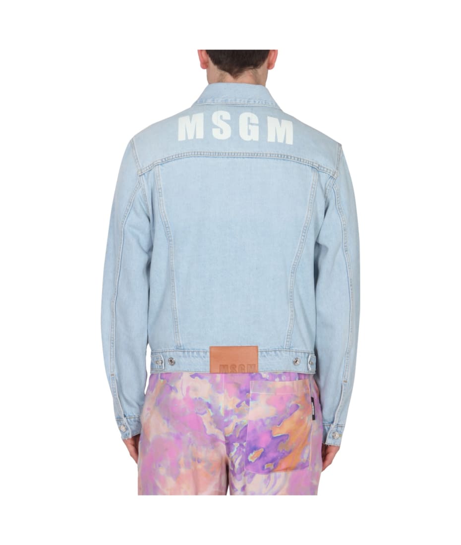 MSGM テラヘテニムショツ 3042MDB142LT217484 84 MSGM Structured Denim Top With Ruffled Hem in Blue | Lyst