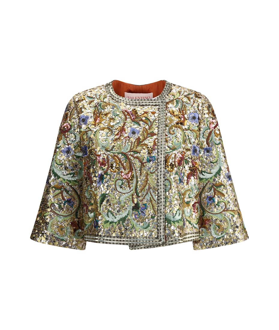 ジャケット VALENTINO EMBROIDERED JACQUARD JACKET VALENTINO GARAVANI Crystal-embellished metallic wool-blend