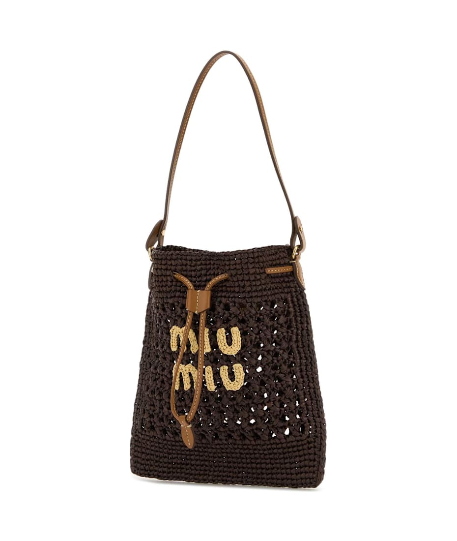 Miu Miu Brown Raffia Shoulder Bag | italist