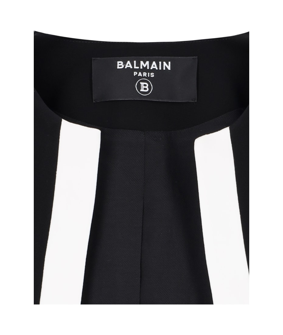 【送料&関税込】Balmain Spencer In Two-tone CrApe Two-tone crepe Spencer jacket - Women | BALMAIN