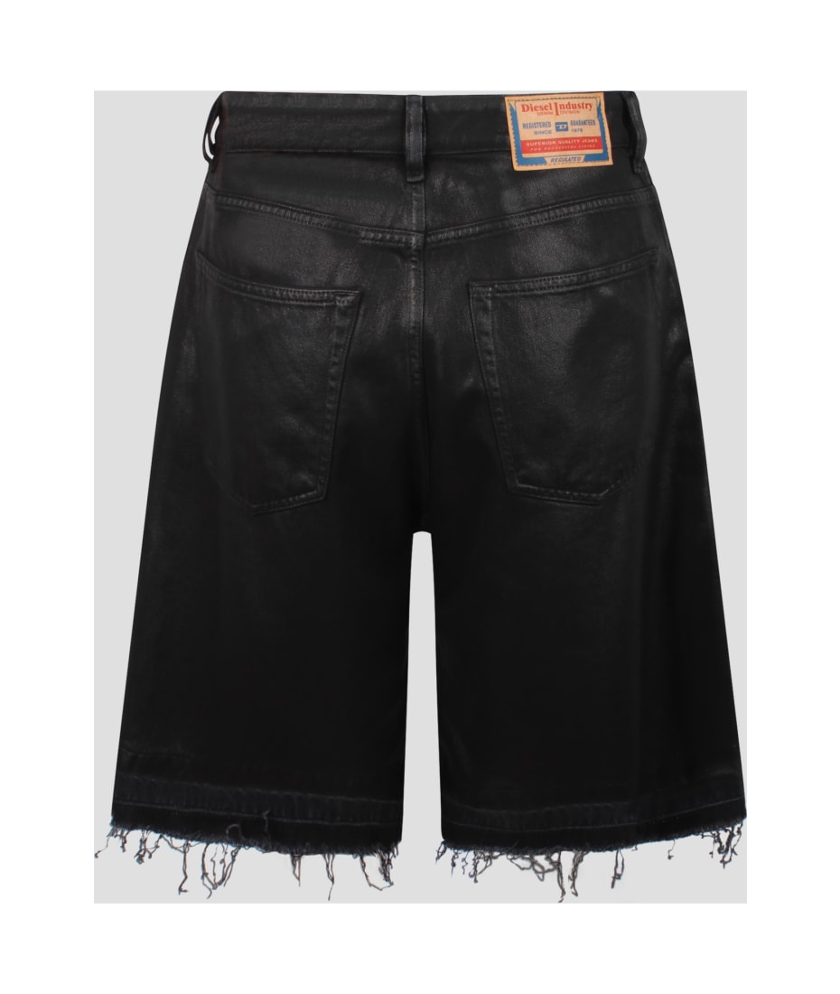 24年製 DIESEL de-sire Shorts Coated Denim Women's Shorts in coated tailoring denim | Black | Diesel