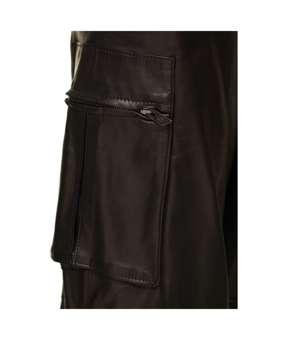 Salvatore Santoro Brown Cargo Pants In Nappa Leather Woman