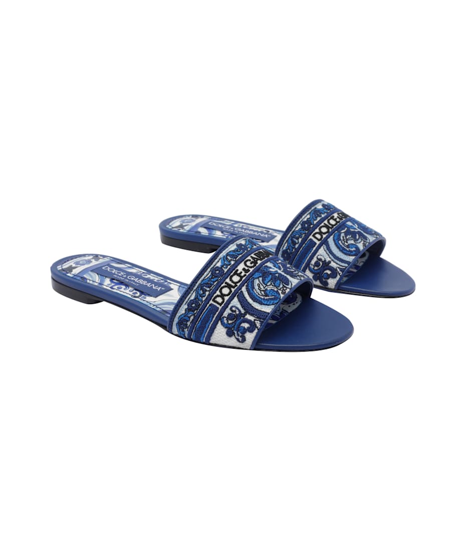 サンダル・ミュール Dolce&Gabbana EMBROIDERED LOGO SLIDES Dolce & Gabbana Embroidered Logo Slides | italist