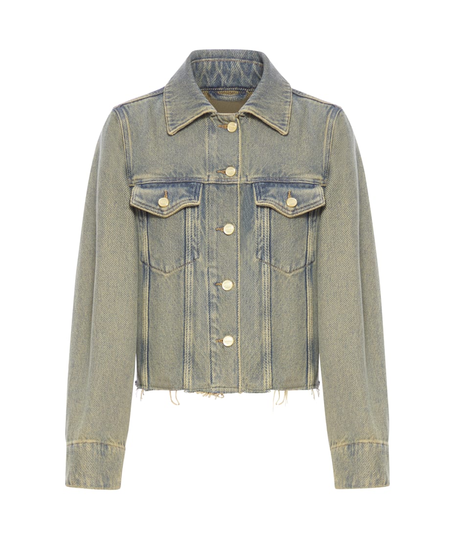ブルゾン Ganni Heavy Denim Jacket Ganni Overdyed Heavy Denim Jacket | italist
