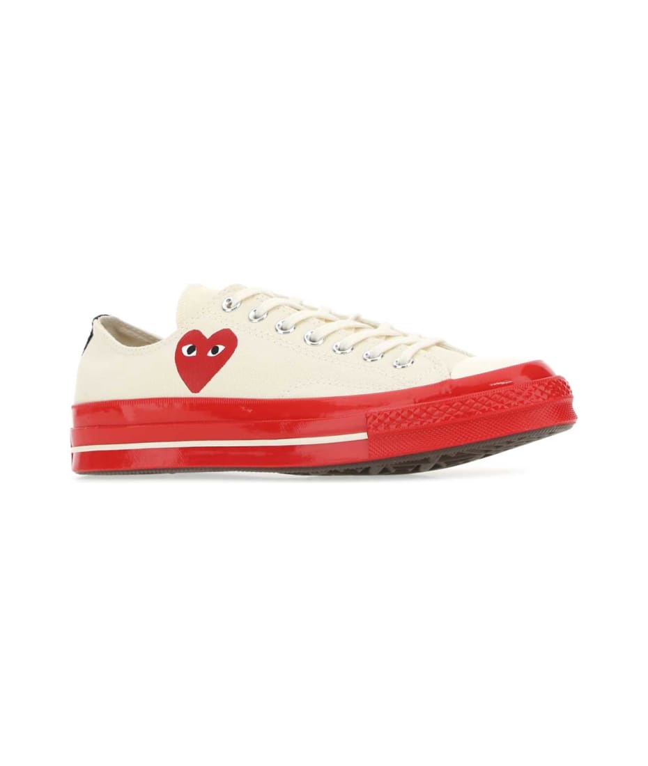 スニーカー PLAY COMME des GARCONS Ivory canvas sneakers (P1K123 WHITE) Comme des Garçons Play Ivory Canvas Comme Des Garã§ons X