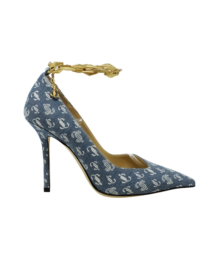 【JIMMY CHOO】talura heeled サンダル Jimmy Choo Denim Fabric Diamond Talura Pumps | italist