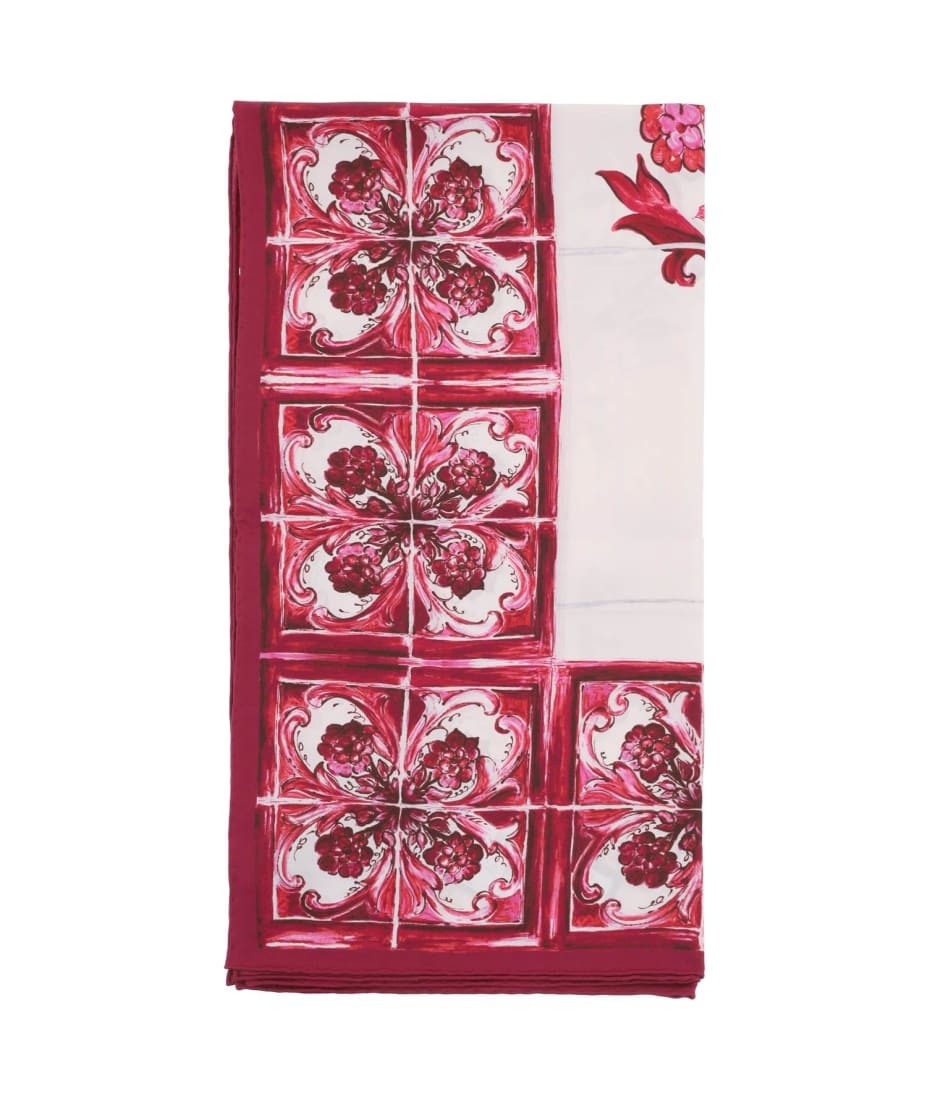 スカーフ Dolce & Gabbana 'Maiolica' print scarf (FN090RGDAOZ HP3OA) Majolica-print twill scarf (90 x 90) in Multicolor for Women