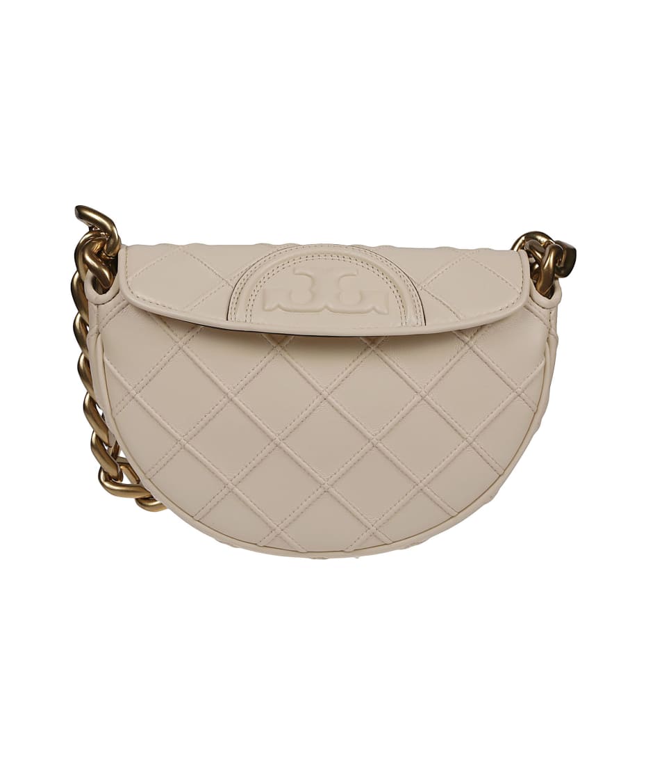 Tory Burch Fleming Mini Crescent Shoulder Bag New Cream