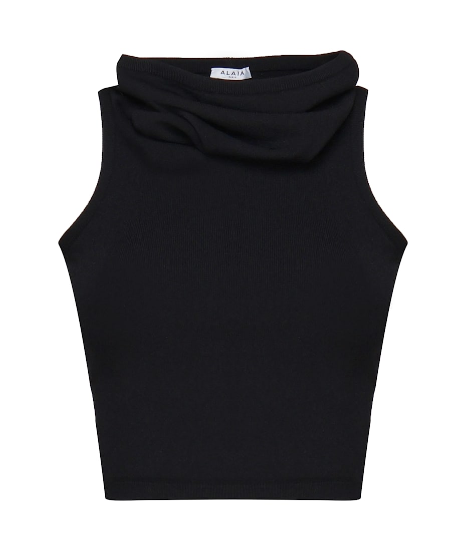 Tシャツ・カットソー ALAIA BLACK PIQUE HOODED TOP Alaïa Black piqué hooded top | TheDoubleF