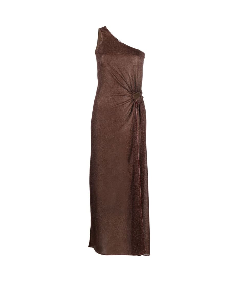 Oseree Lumiere One Shoulder Ring Dress - Chocolate