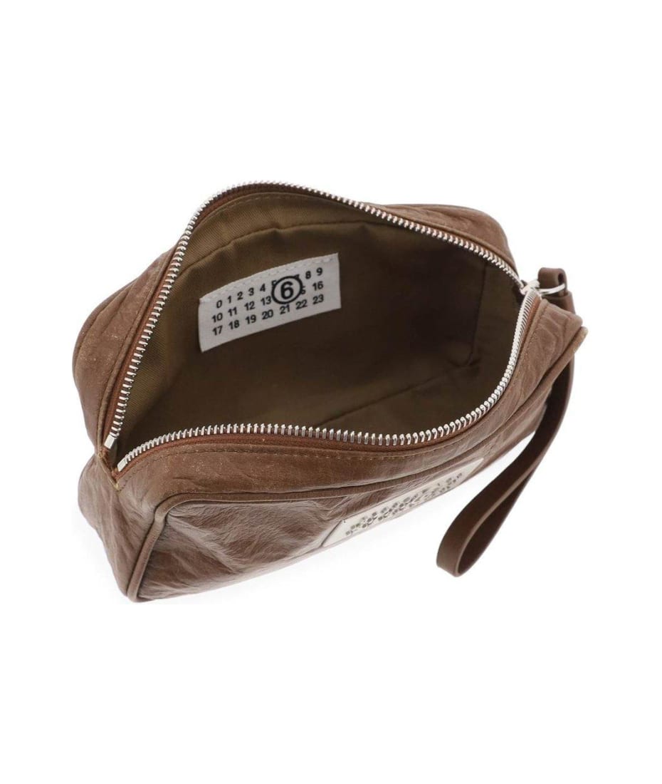 MM6 Maison Margiela Logo Plaque Zip-up Makeup Bag | italist