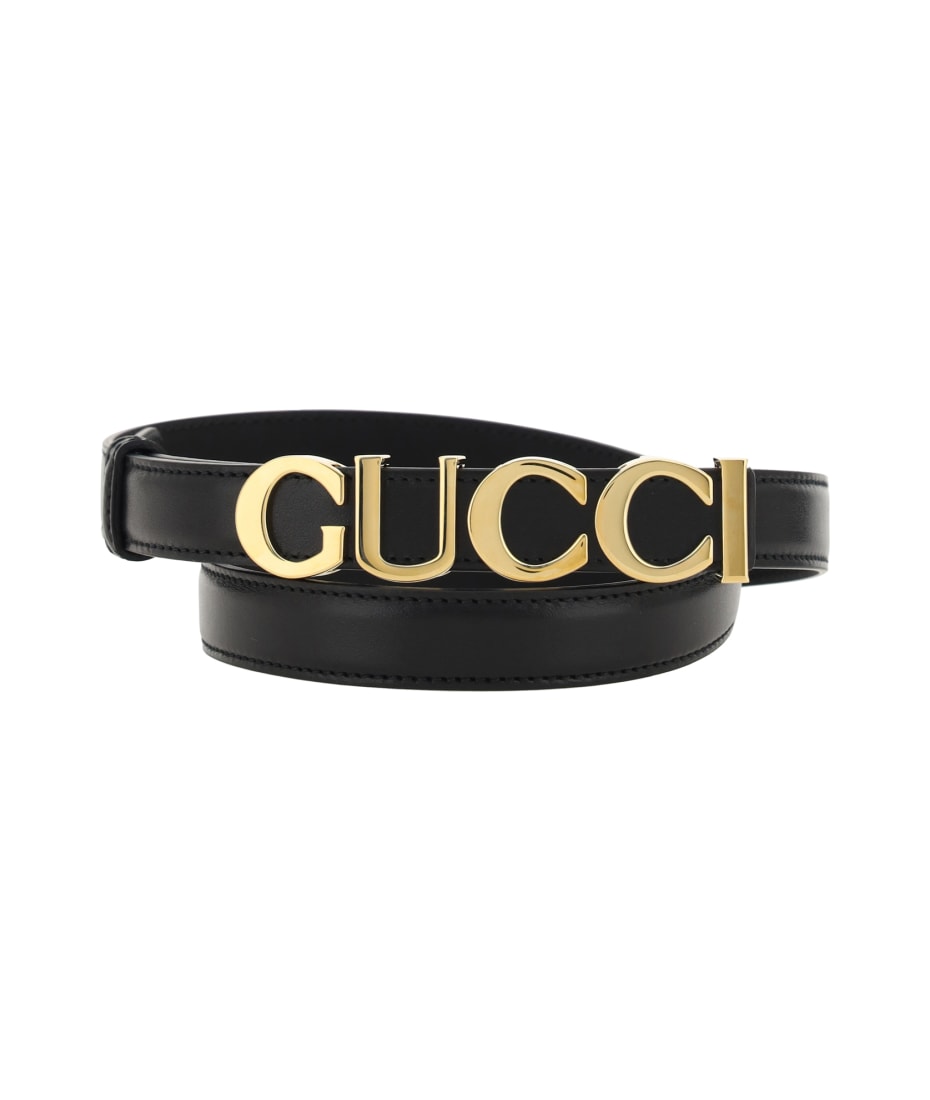 ベルト GUCCI SS23 Logo stud belt (71573610O0G 1000) Wide belt with Interlocking G buckle in black leather