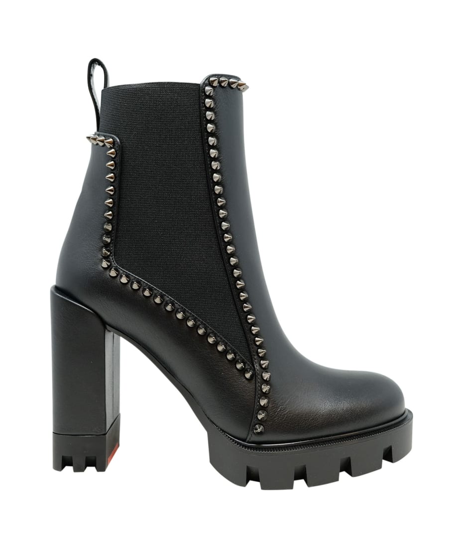 Christian Louboutin for Women FW23 Collection  Boots, Tall heeled boots,  Black leather boots